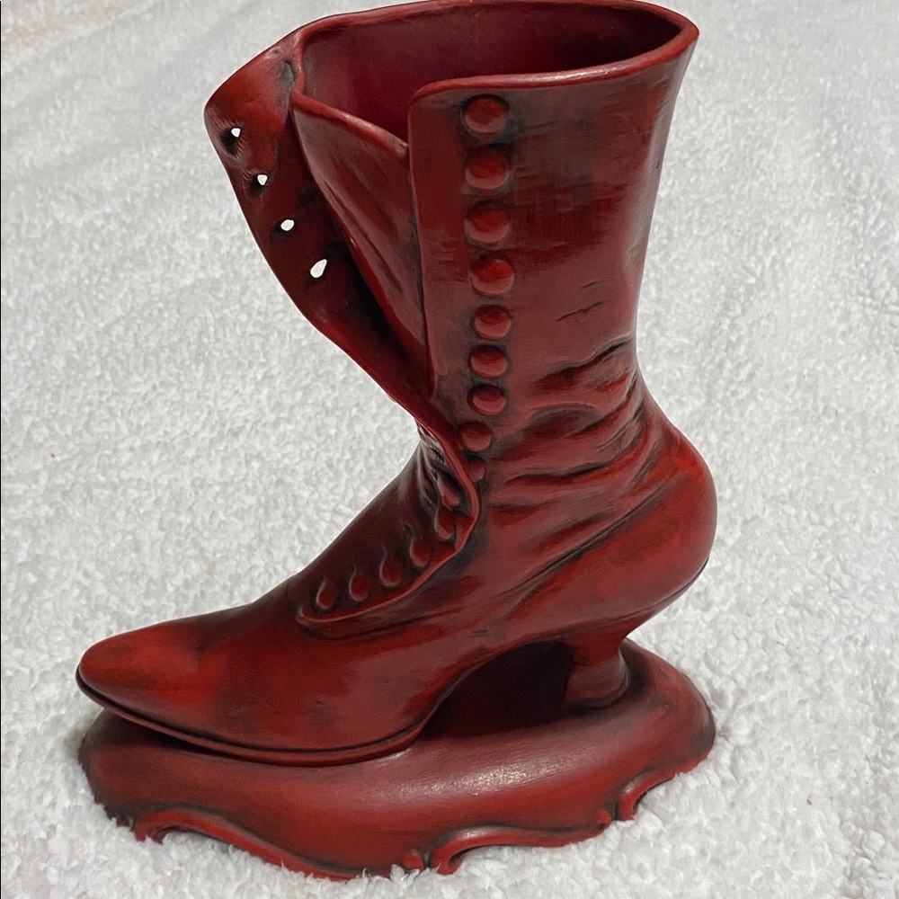 VNTG 1970 Atlantic Molds Vase Ceramic Victorian High Top Button Boot Planter
